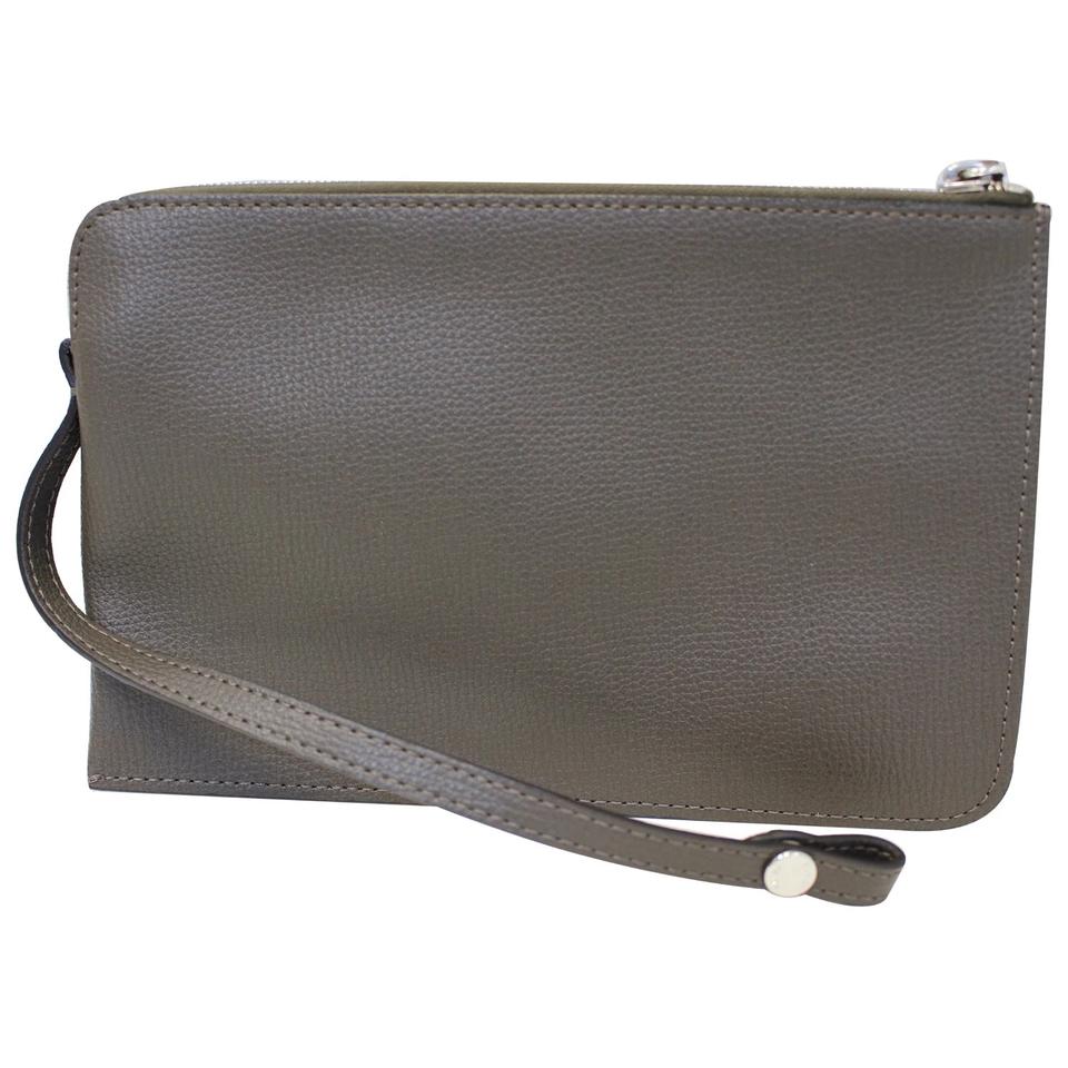 Fendi Pouch Charcoal Leather Wristlet