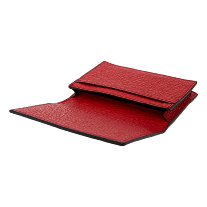 Fendi Red Grained Leather Baguette Logo Card Case Wallet 7M0222