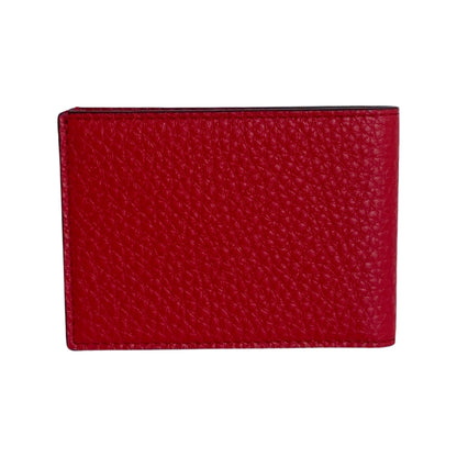 Fendi Red Grained Leather FF Logo Bifold Wallet 7M0303