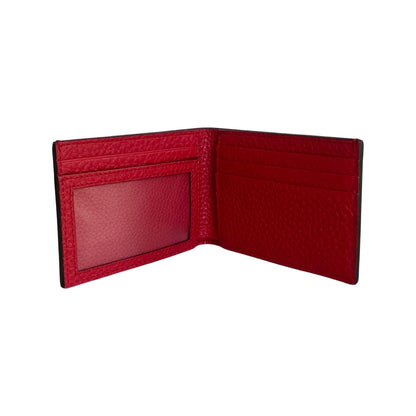 Fendi Red Grained Leather FF Logo Bifold Wallet 7M0303