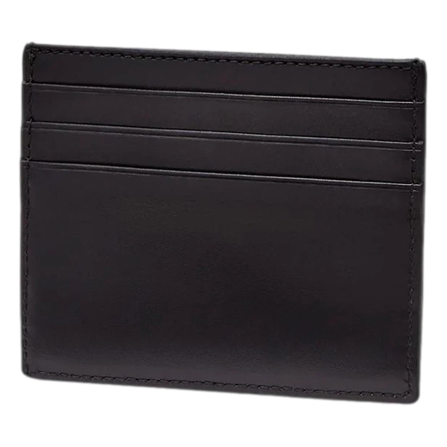 Fendi Roma Black Calfskin Leather Embossed Logo Card Case Wallet 7M0164