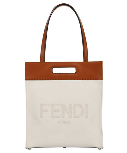 Fendi Roma Brand Embroidered Canvas And Leather Tote Bag 7VA481
