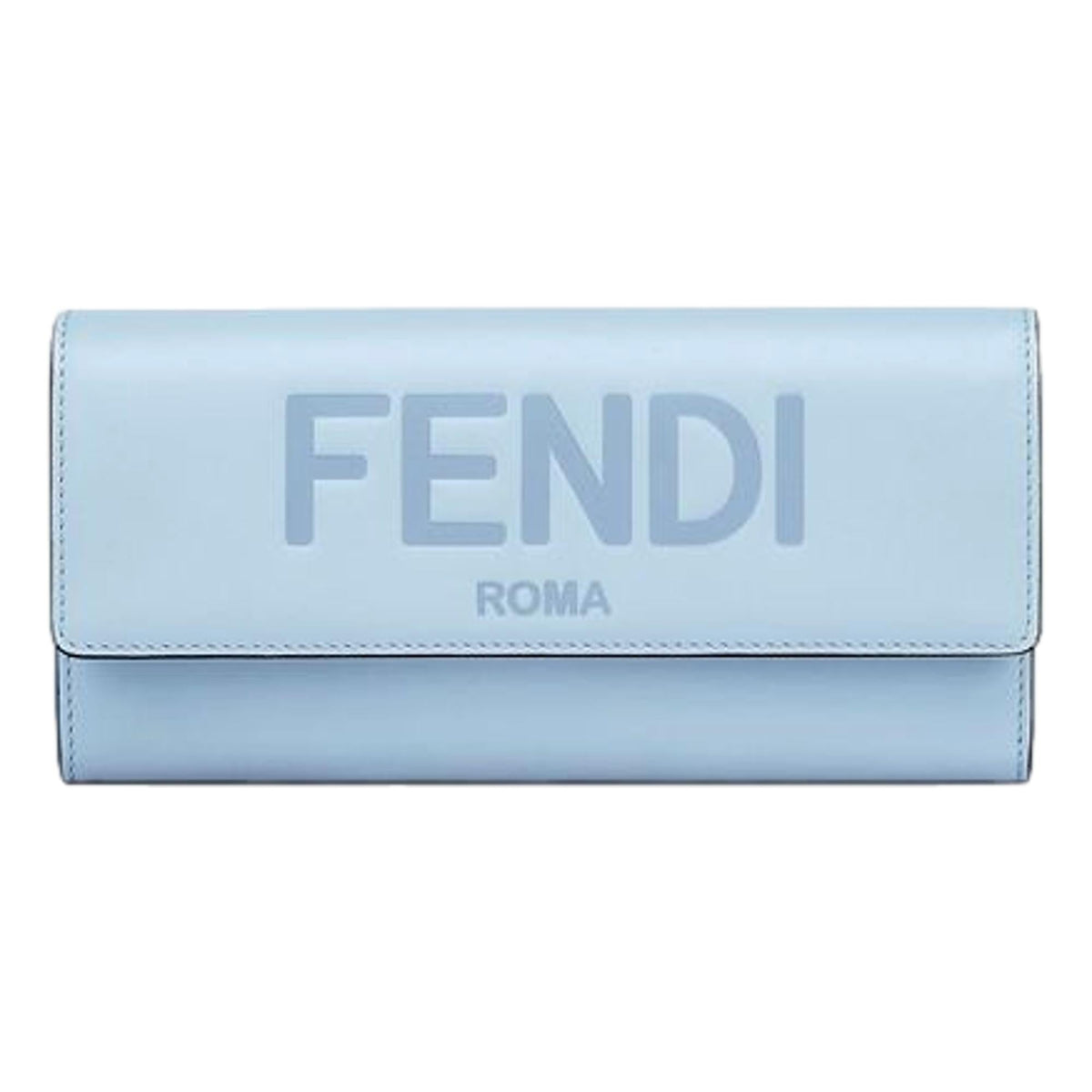 Fendi Roma Light Blue Smooth Calf Leather Continental Flap Wallet