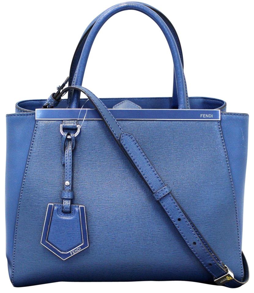 Fendi Roma Petite 2 Jours Handbag Blue Calfskin Leather Shoulder Bag