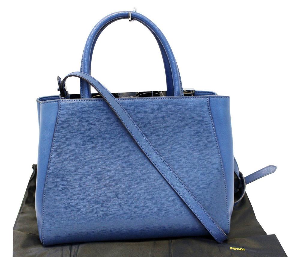 Fendi Roma Petite 2 Jours Handbag Blue Calfskin Leather Shoulder Bag