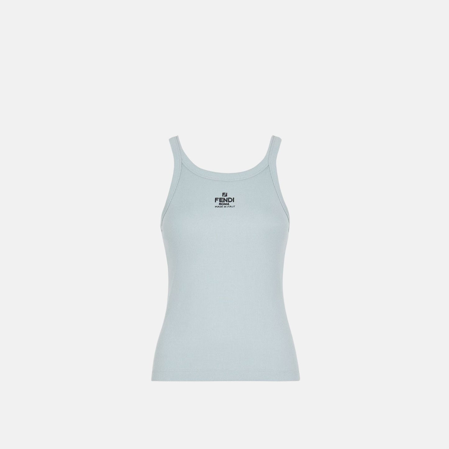 Fendi Top In Sleeveless Cotton, Blue, Front