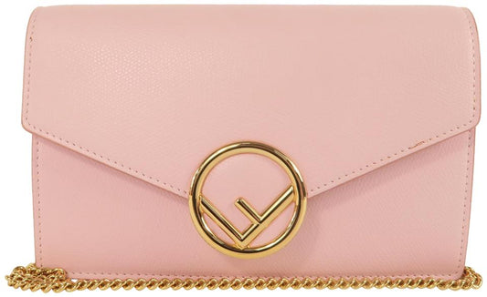 Fendi Wallet on Chain Pink Calfskin Leather Shoulder Bag