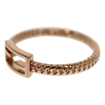 Fendi Baguette FF Logo Ring Rose Gold Twist Metal Band Size Medium