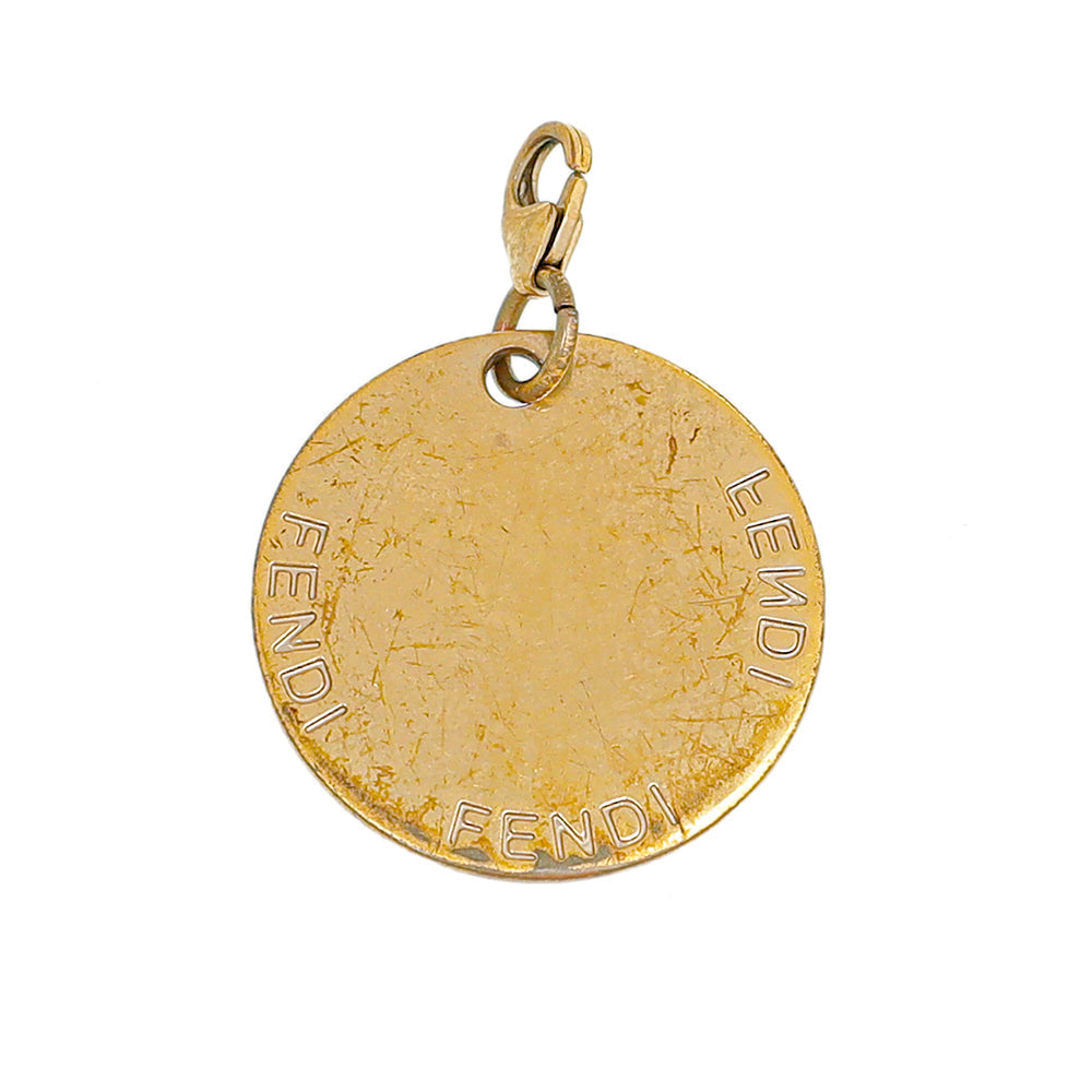 Fendi Gold Tone B Identification Crystal Pendant