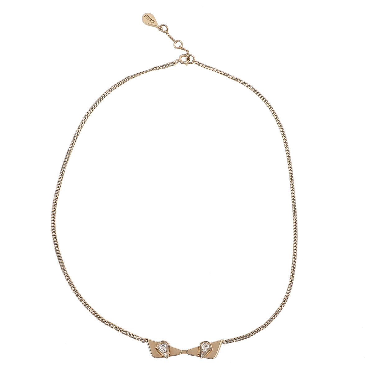 Fendi Yellow Gold Tone Bugs Eye Necklace