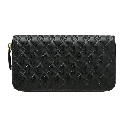 Fendi Black FF Embossed Zippy Wallet