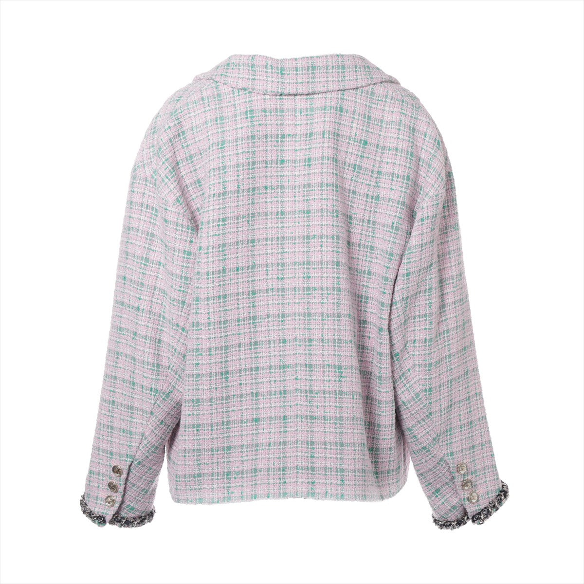 Chanel Coconut Button 21S CottonPolyester Jacket 44  Pink×Green P70531 Twid Chaintree