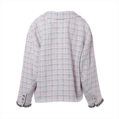 Chanel Coconut Button 21S CottonPolyester Jacket 44  Pink×Green P70531 Twid Chaintree