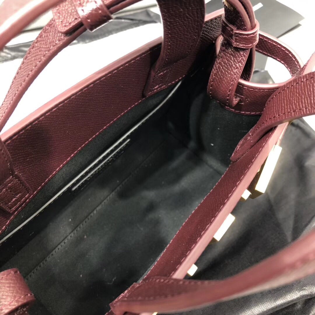 Yves Saint Laurent Manhattan Nano Shopping Bag In Box Burgundy