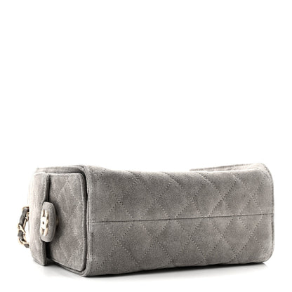 Suede Quilted Mini Chanel 25 Handbag Dark Grey