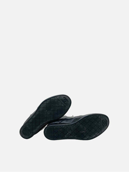 CHANEL High Top Black Quilted Sneakers