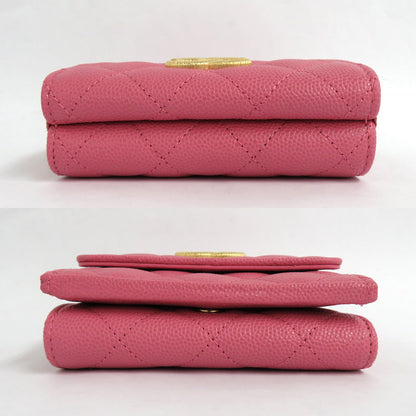 Chanel Small Flap Wallet AP3518 Matrasse Caviar S Pink G  Coco  Metal Three Folded Wallet