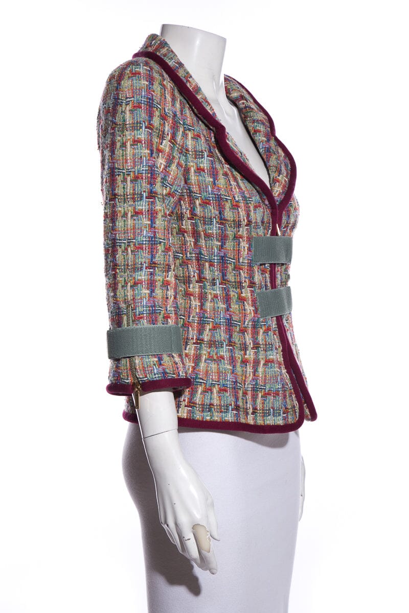 Chanel Multi Color Tweed Velcro Blazer SZ 36