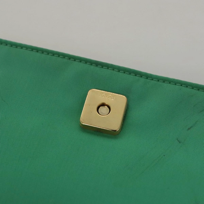Fendi Kelly Green Fan Shape Two-way Pasta Purse With Bold Red Blue Green Handle