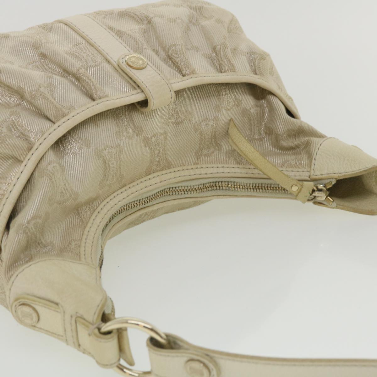Celine Macadam Canvas Shoulder Bag Beige  fm1927