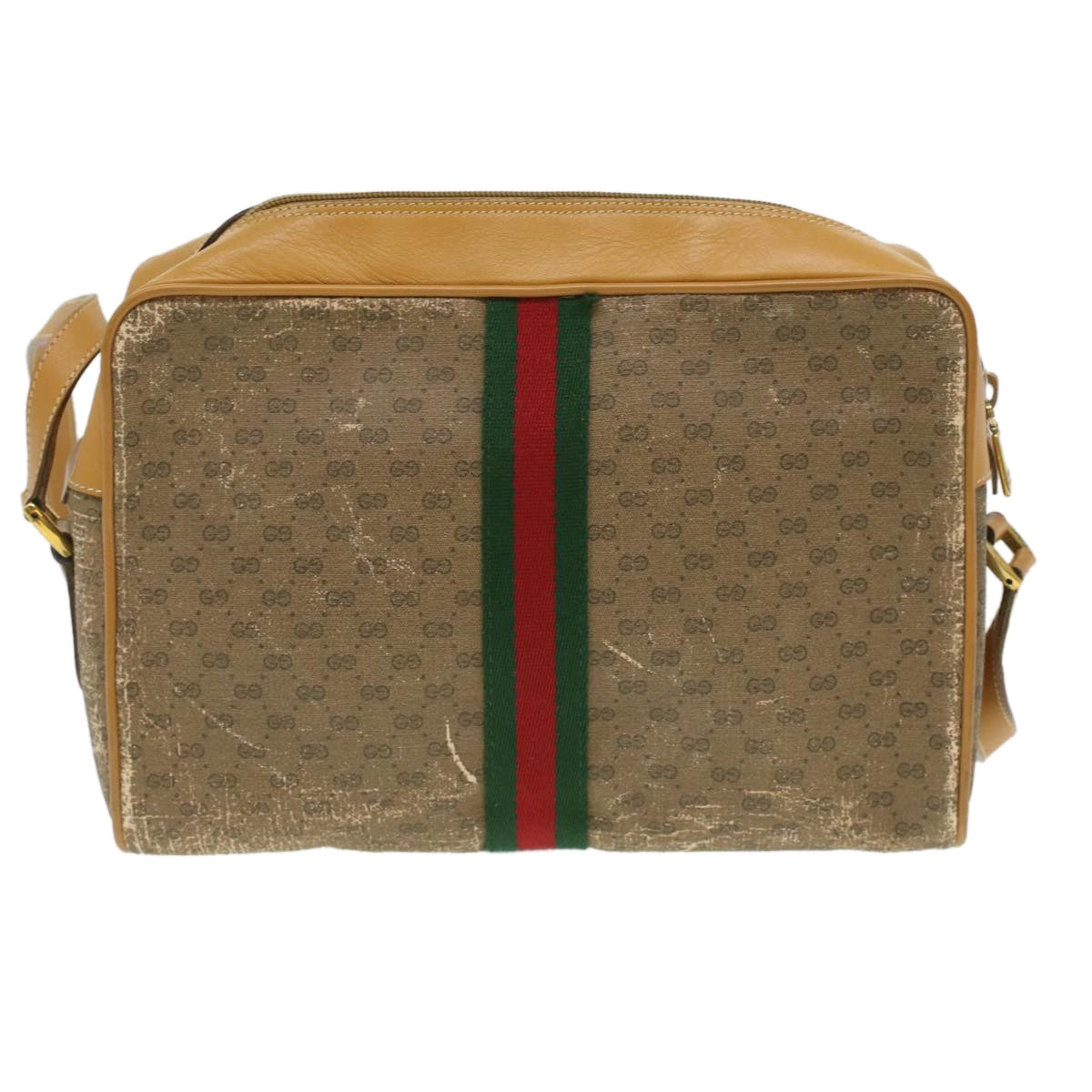 GUCCI Micro GG Canvas Web Sherry Line Shoulder Bag Beige Red Green  fm1935