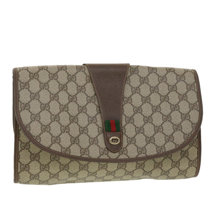 GUCCI GG Canvas Web Sherry Line Clutch Bag Beige Red 156.01.031  fm2132