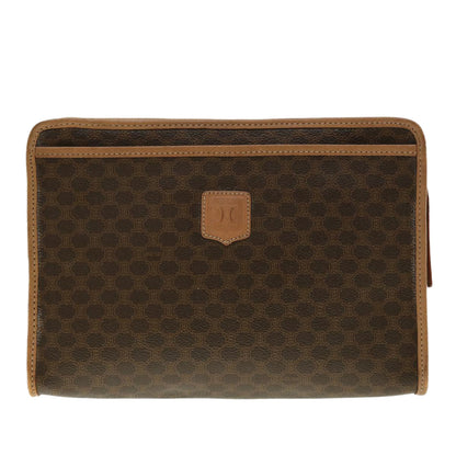 Celine Macadam Canvas Clutch Bag PVC Leather 2Set Brown  fm2235