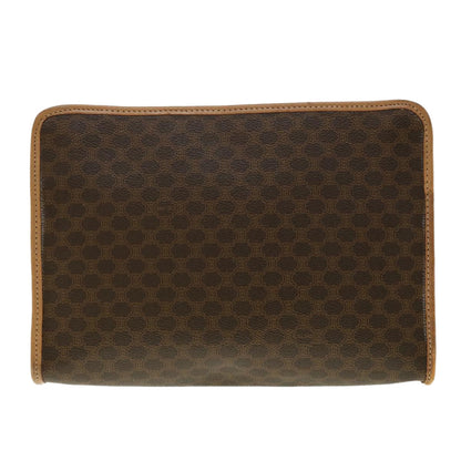 Celine Macadam Canvas Clutch Bag PVC Leather 2Set Brown  fm2235