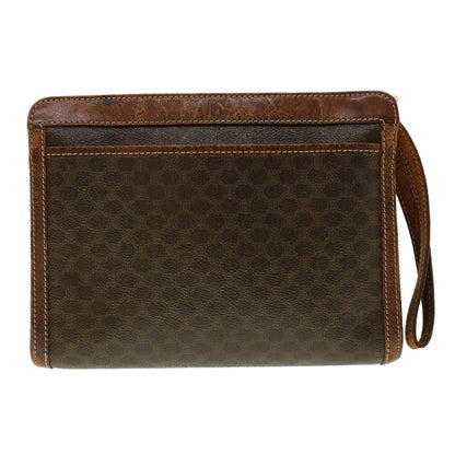 Celine Macadam Canvas Clutch Bag PVC Leather 2Set Brown  fm2235
