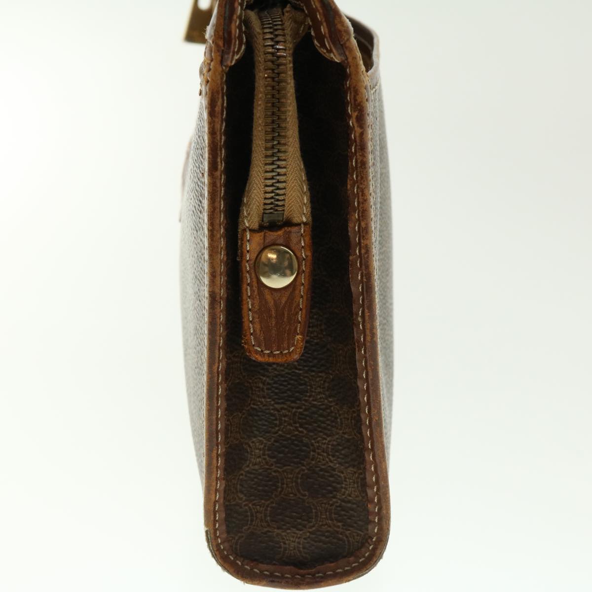 Celine Macadam Canvas Clutch Bag PVC Leather 2Set Brown  fm2235