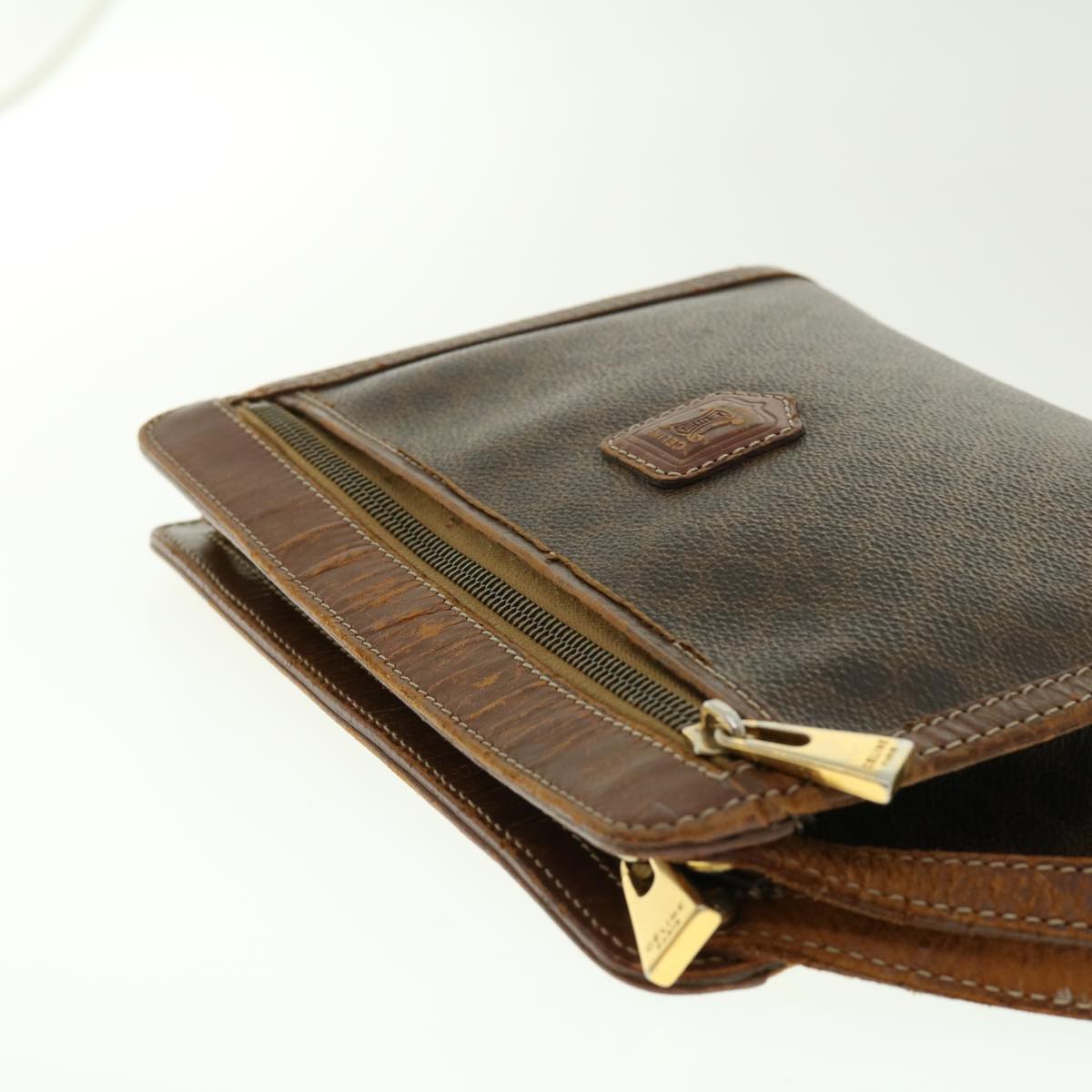 Celine Macadam Canvas Clutch Bag PVC Leather 2Set Brown  fm2235