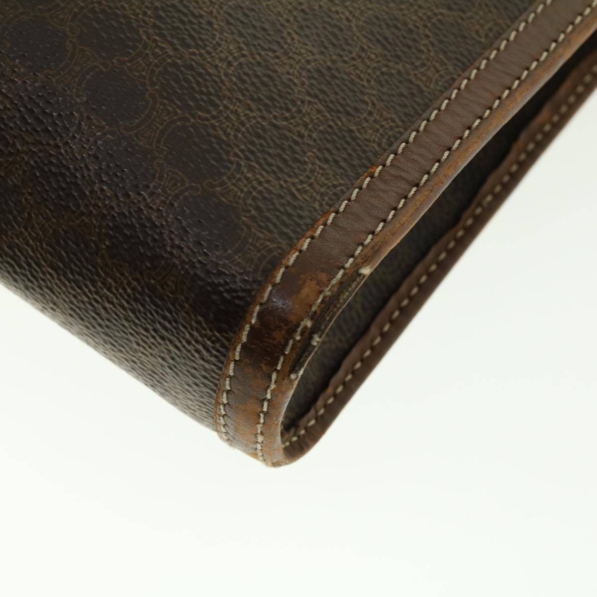 Celine Macadam Canvas Clutch Bag PVC Leather 2Set Brown  fm2235