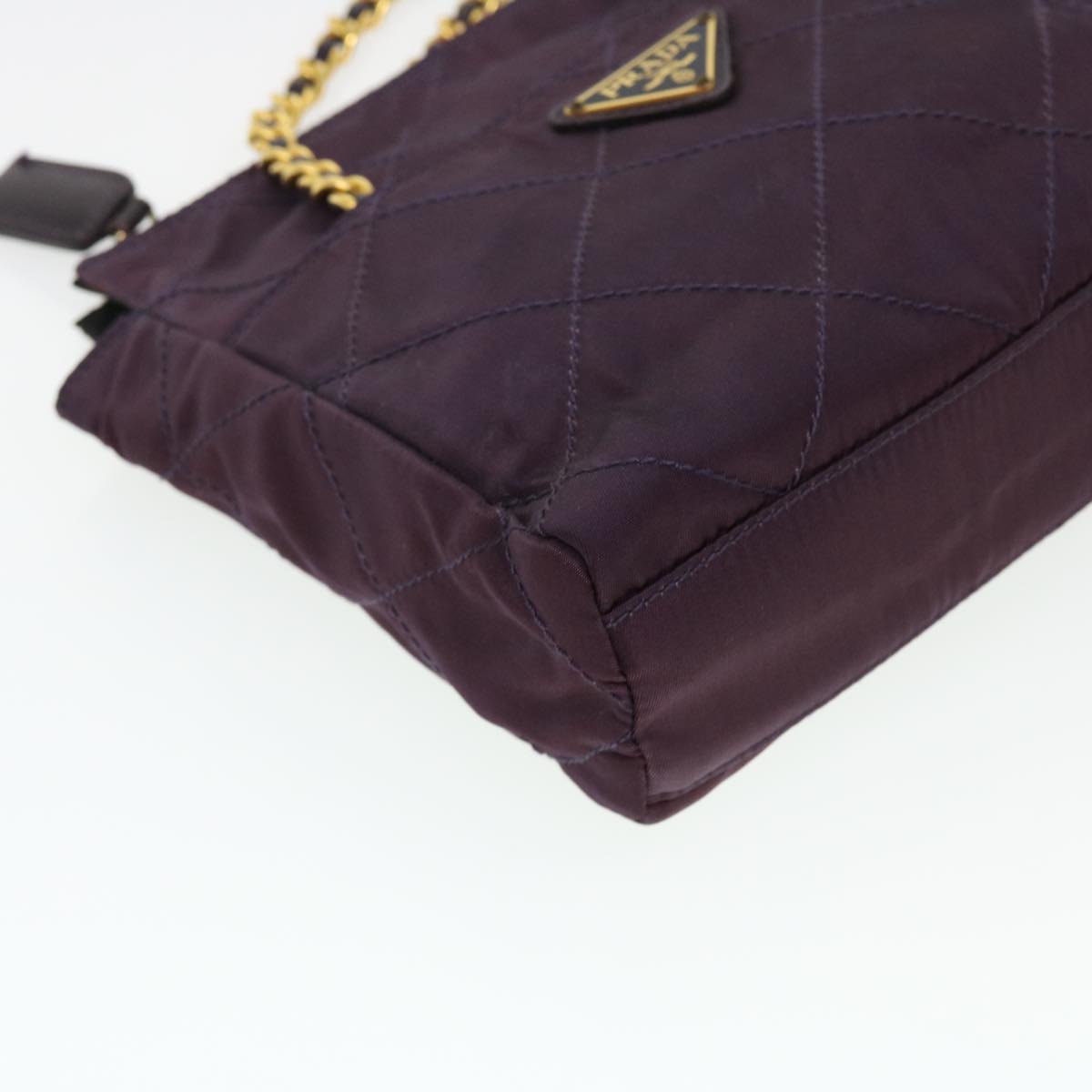 PRADA Chain Shoulder Bag Nylon Purple Auth fm2296