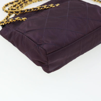 PRADA Chain Shoulder Bag Nylon Purple Auth fm2296