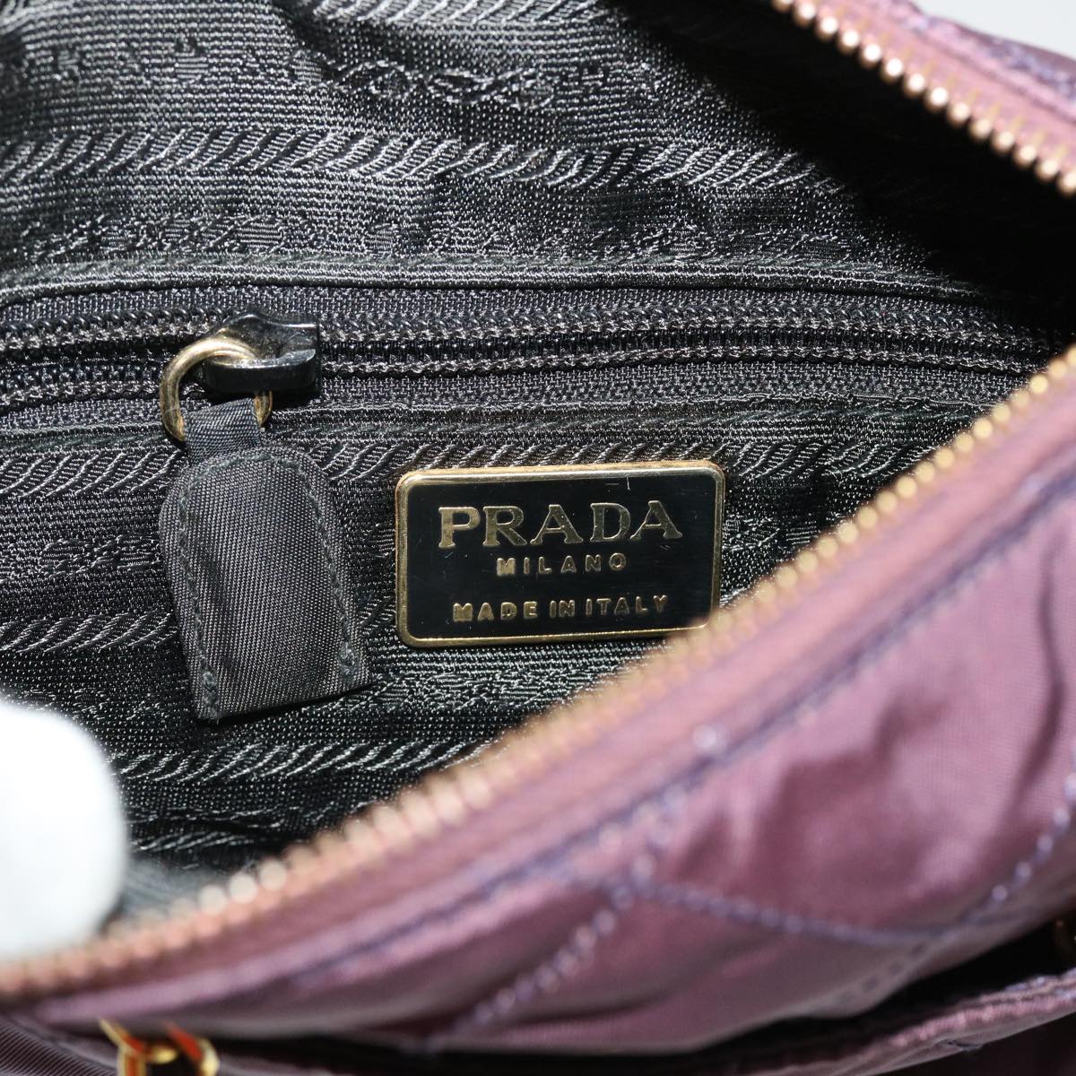 PRADA Chain Shoulder Bag Nylon Purple Auth fm2296