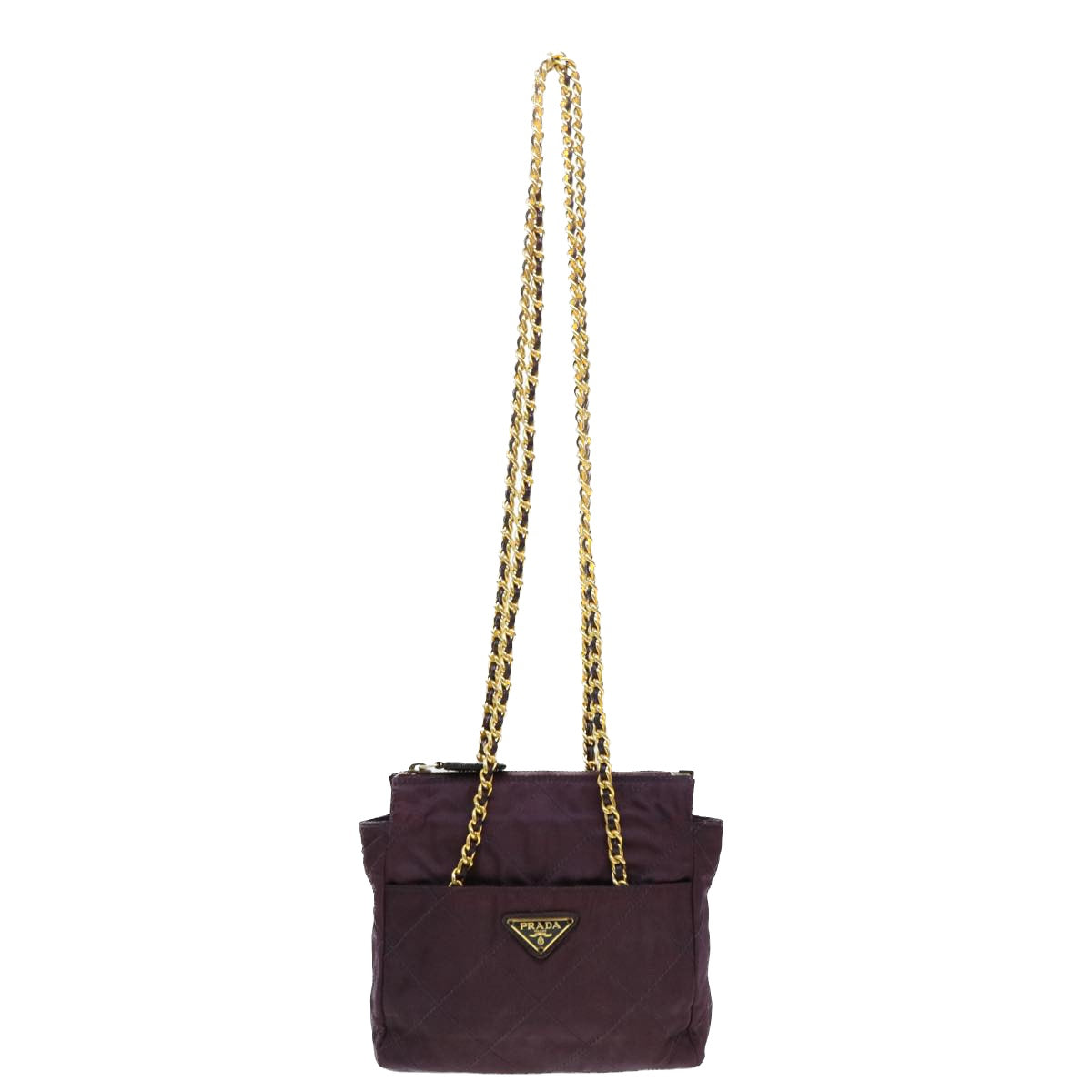 PRADA Chain Shoulder Bag Nylon Purple Auth fm2296