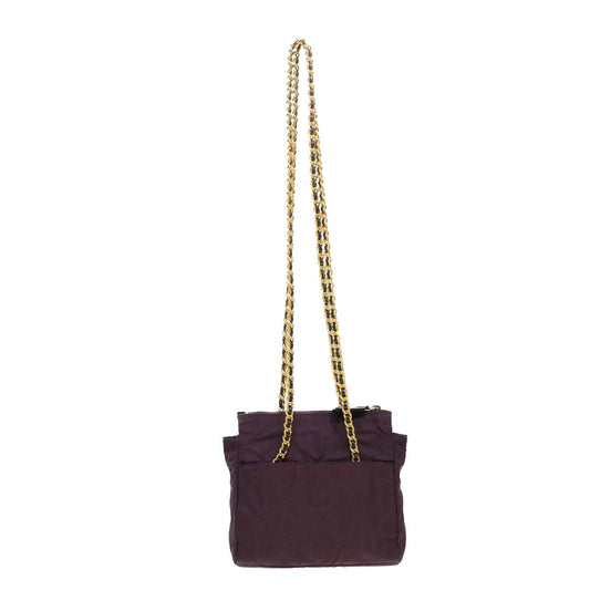 PRADA Chain Shoulder Bag Nylon Purple Auth fm2296