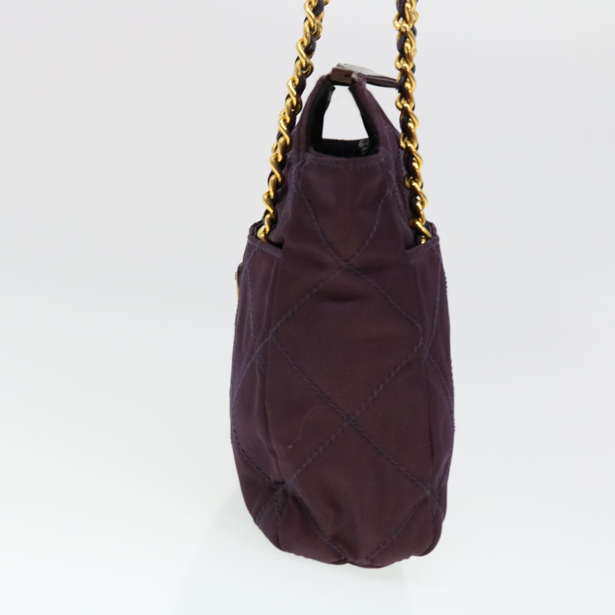 PRADA Chain Shoulder Bag Nylon Purple Auth fm2296