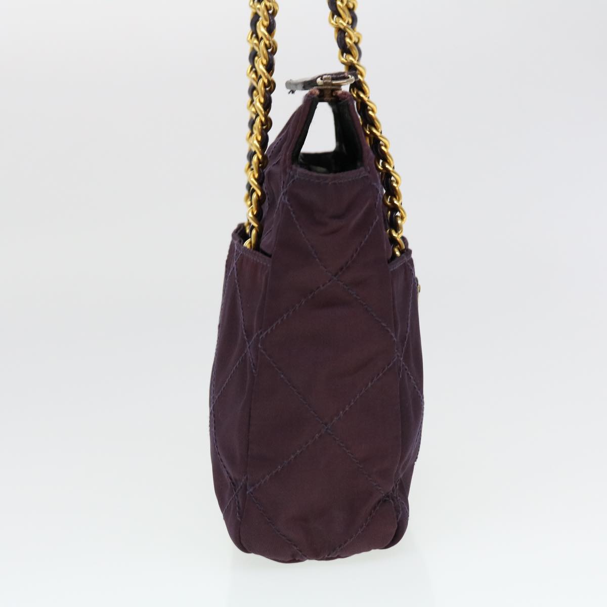 PRADA Chain Shoulder Bag Nylon Purple Auth fm2296