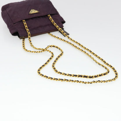 PRADA Chain Shoulder Bag Nylon Purple Auth fm2296