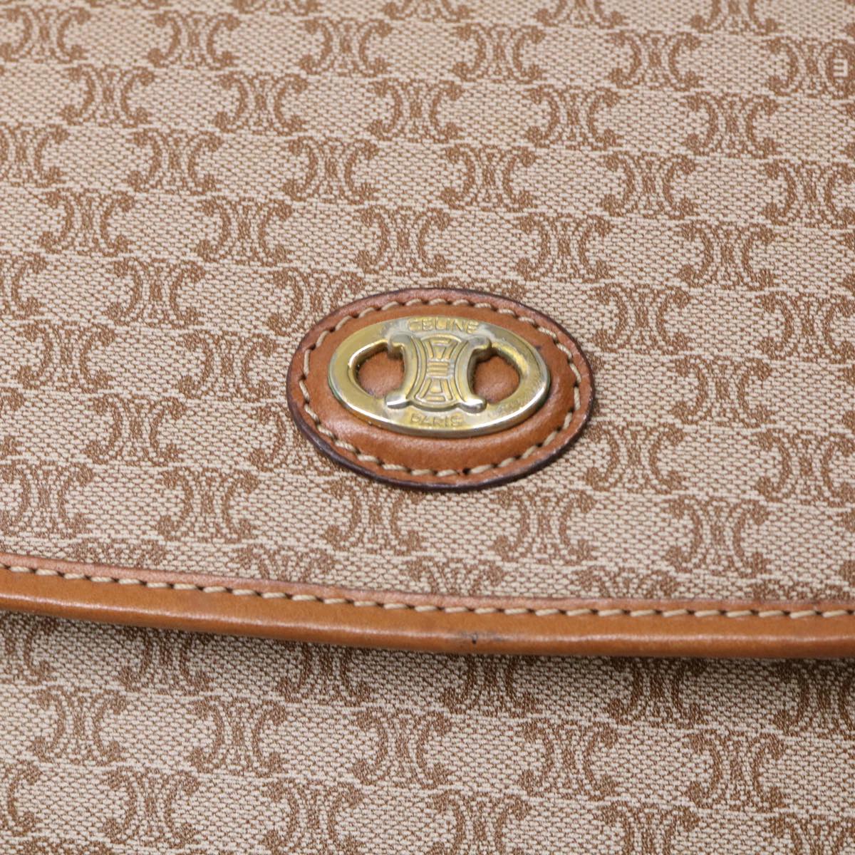 Celine Macadam Canvas Shoulder Bag Beige  fm2486