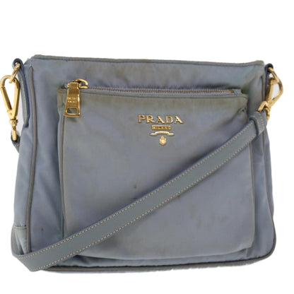 Prada Shoulder Bag Nylon Leather Blue  fm2488