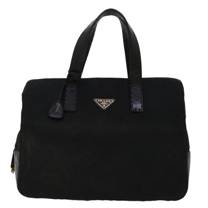 Prada Hand Bag Nylon Leather Black  fm2536