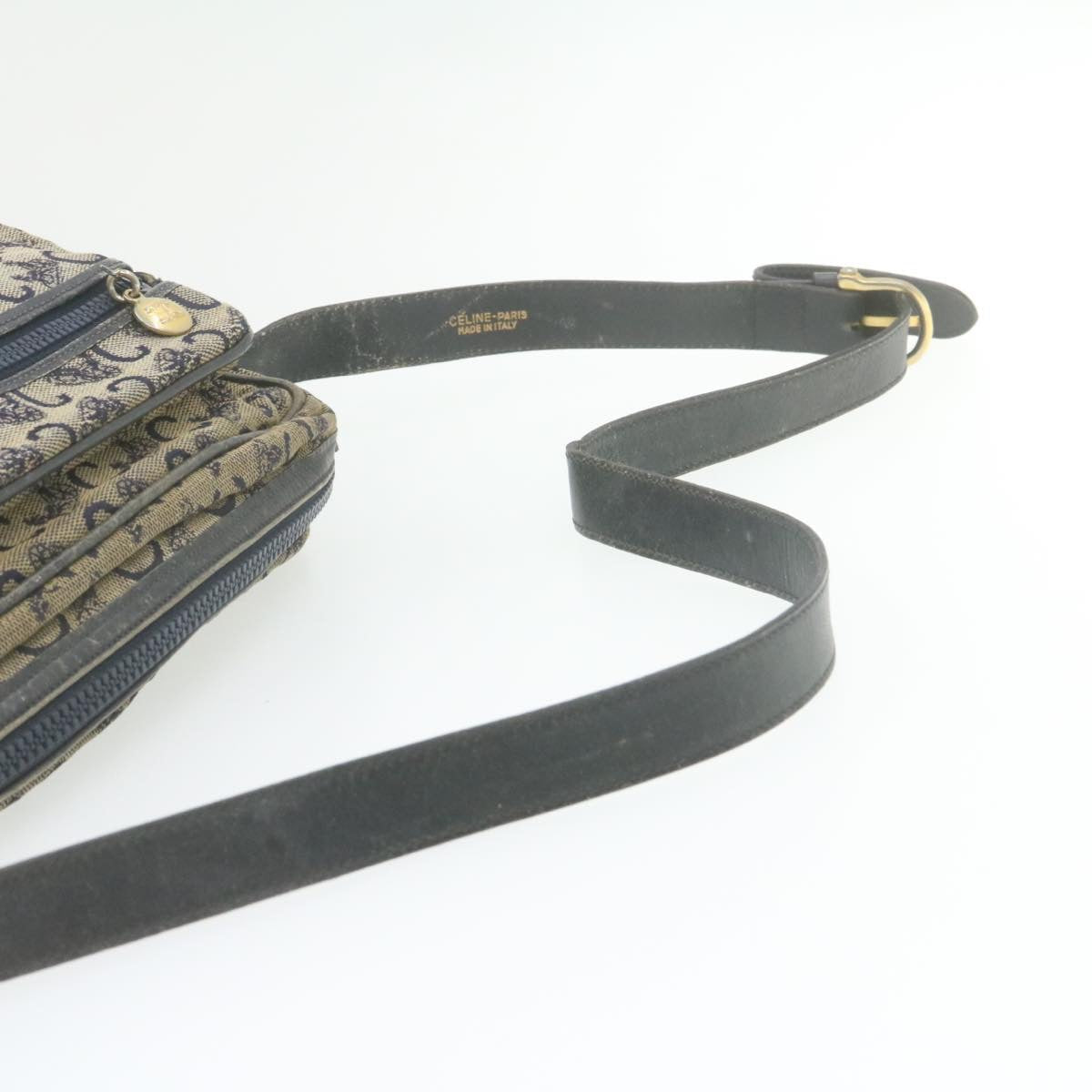 Celine Horse Carriage C Macadam Canvas Shoulder Bag Navy Blue  fm272