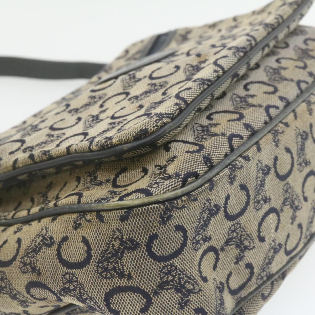 Celine Horse Carriage C Macadam Canvas Shoulder Bag Navy Blue  fm272