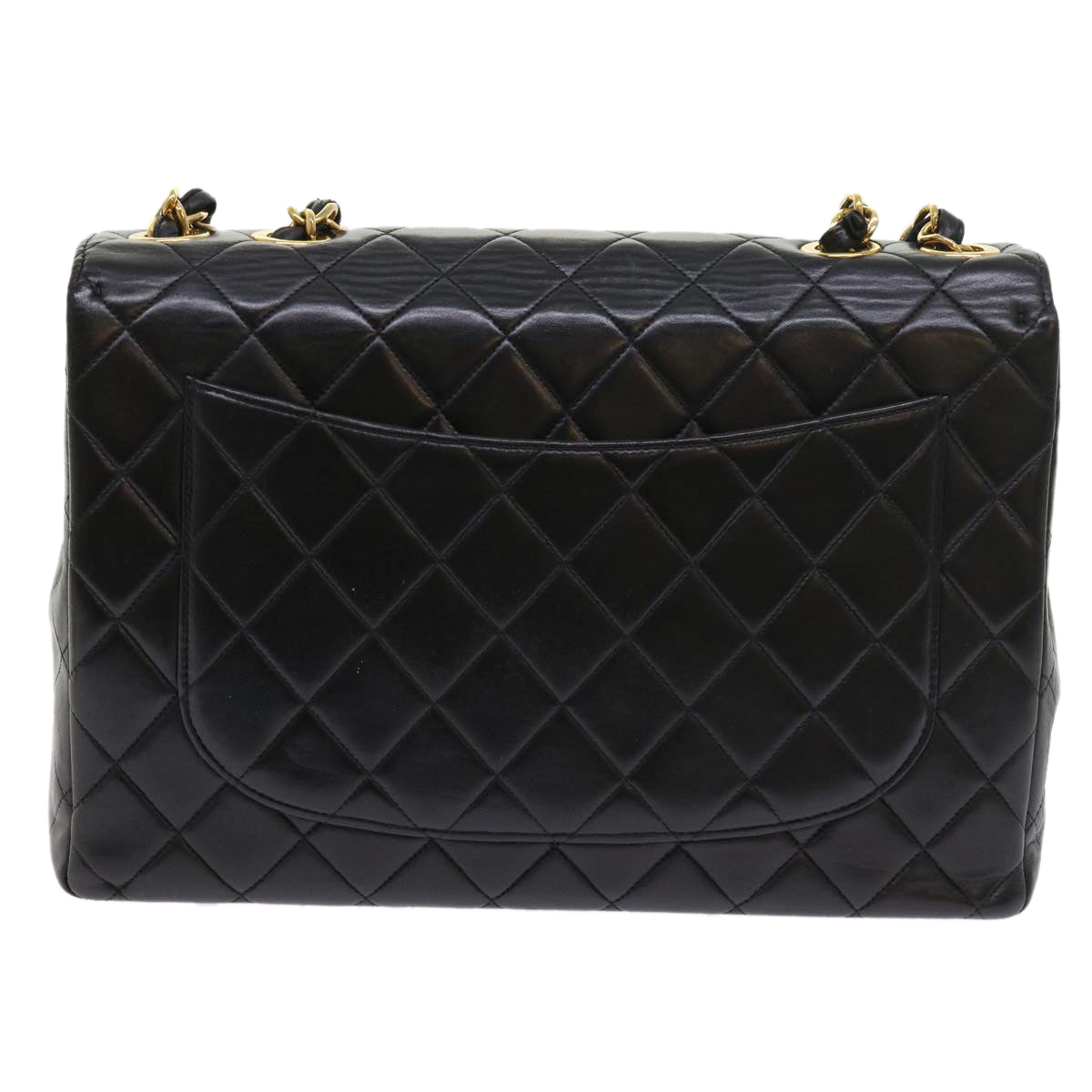 Chanel Big Matelasse Chain Shoulder Bag Leather Black CC Auth fm