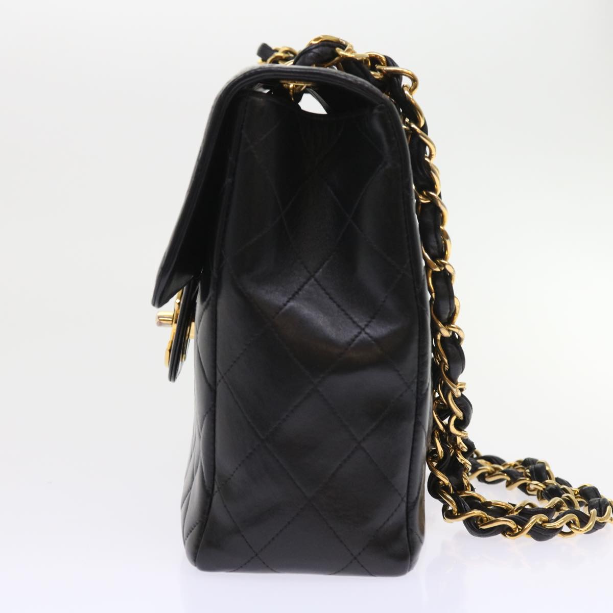 Chanel Big Matelasse Chain Shoulder Bag Leather Black CC Auth fm