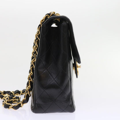 Chanel Big Matelasse Chain Shoulder Bag Leather Black CC Auth fm