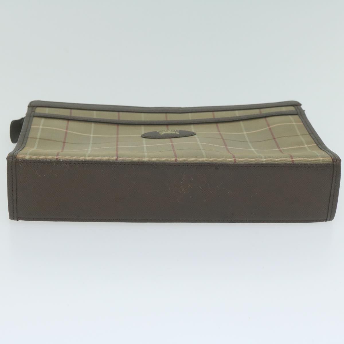 BurberrySs Nova Check Clutch Bag Canvas Brown Auth fm3178