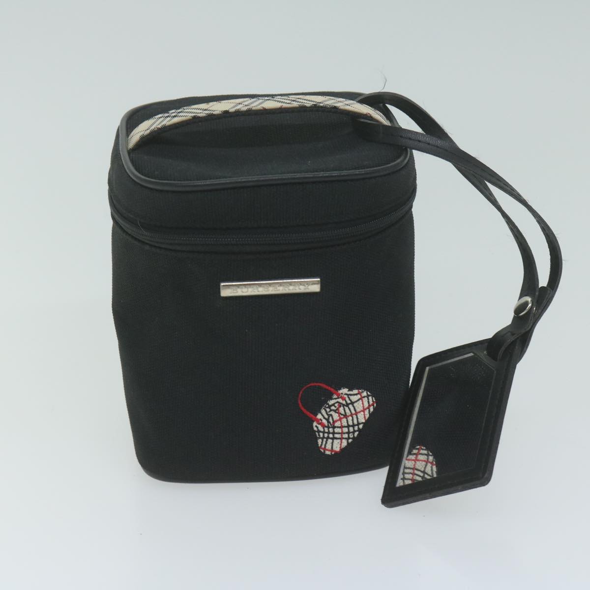 Burberry s Cosmetic Clutch Bag Leather 2Set Black Brown Auth fm3179